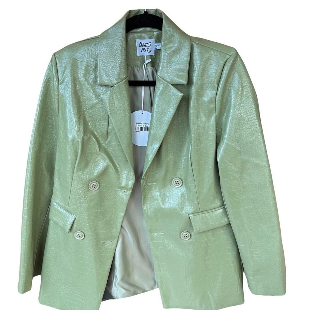 Princess Polly Faux Leather Green Blazer 🐸